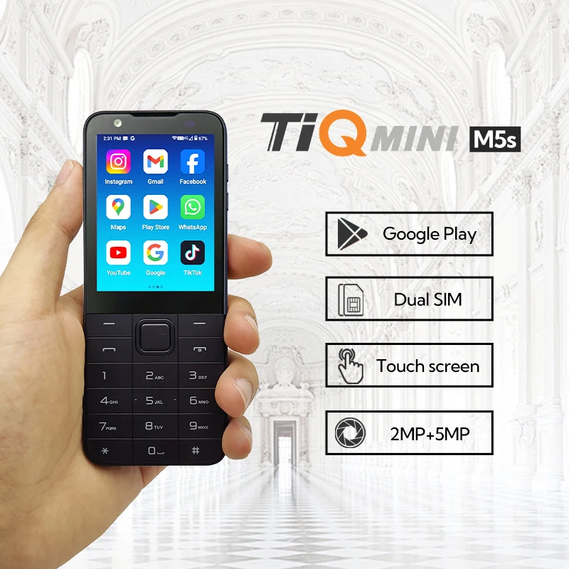 TIQ MINI M5S - Compact Android 13 Smart Phone with Dual SIM