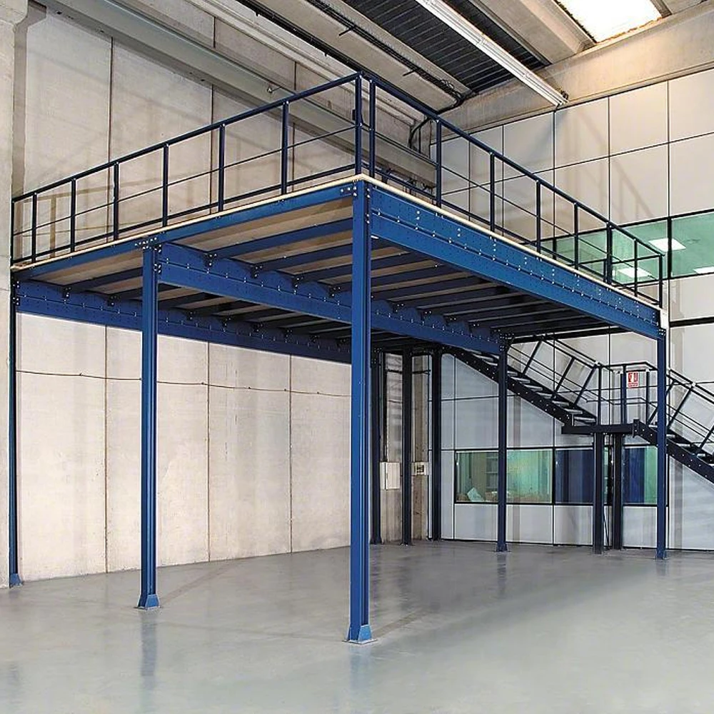 Indoor Two Floor Type Structure Steel Platform Racking Warehouse Pallet Storage Multi Shelving Units Racks With Ladder Stairs