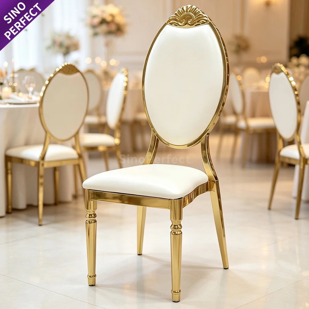 Cheap Black Gold Metal Chromed Iron Stacking Furniture Party Hotel Chairs Gold Ceremony Party Reception Wedding Chair for Event
