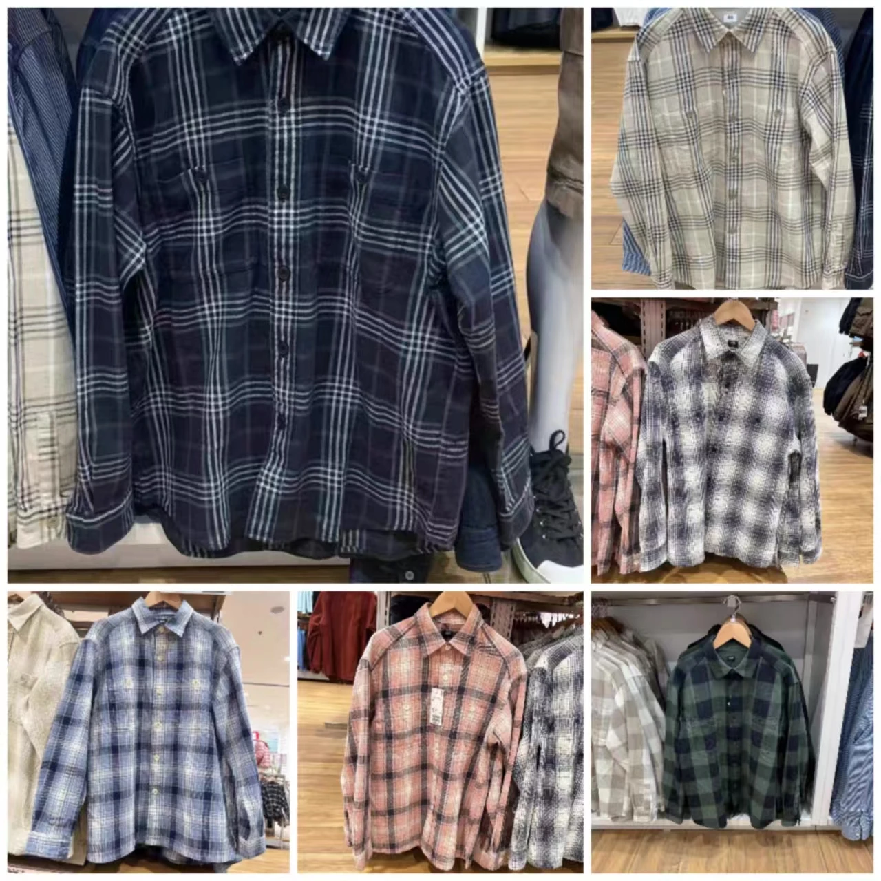 2023 Spring Fashion Brushed Plaid Cotton Shirt Men's Water