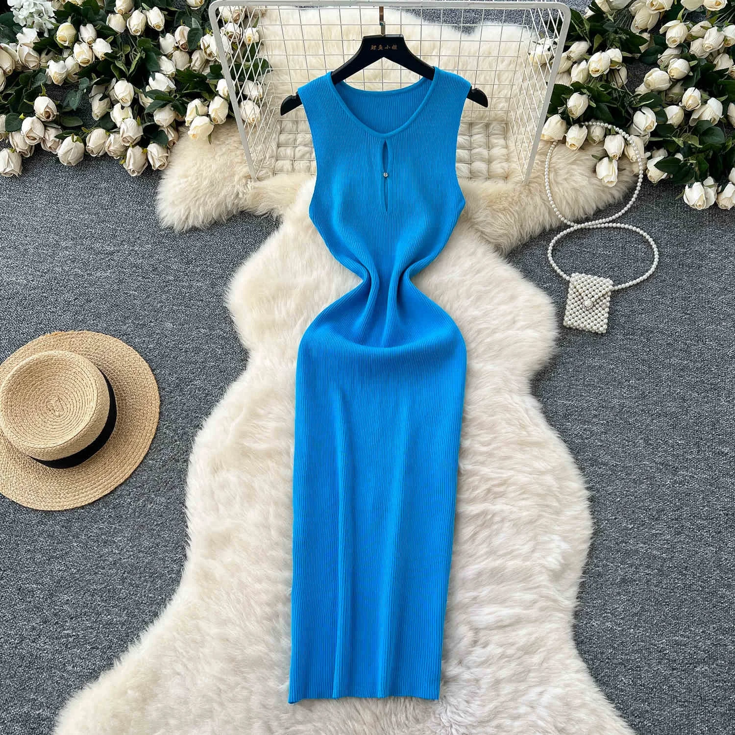 semi sheer knit dress Rosalynn Semi-Sheer Tencel-Blend Knit Dress main image 0