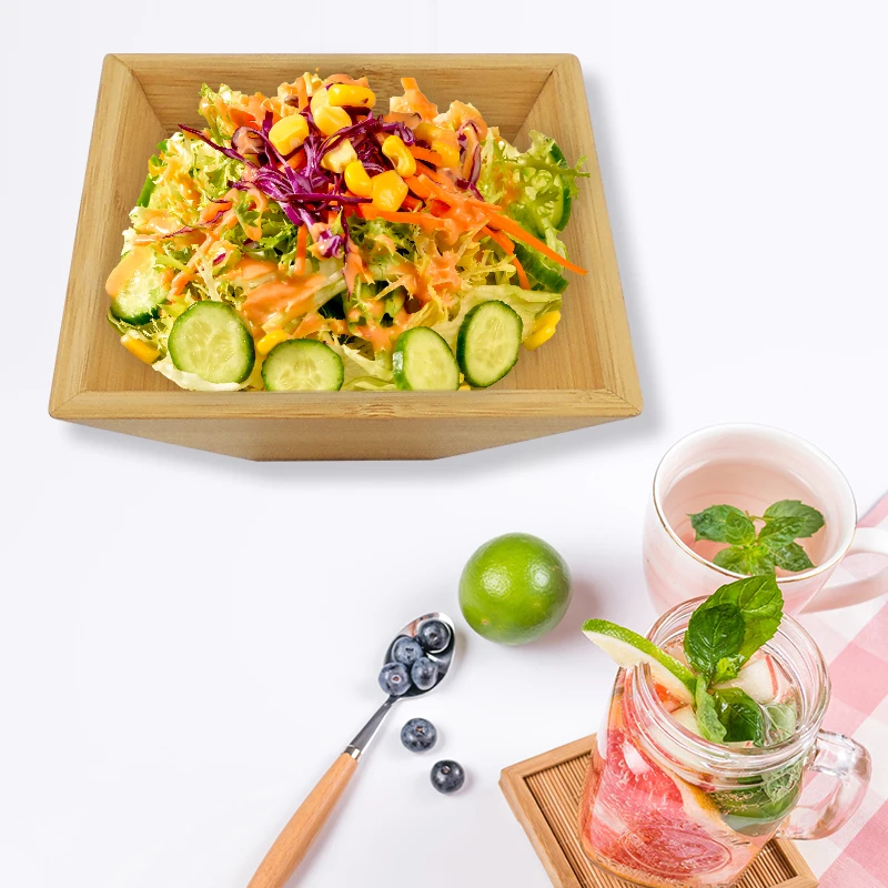 Bamboo Wood Salad Bowl Set With 2 Server Utensils For High Quality