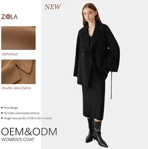 Beautifully Stylish Handmade Regular Wool Coat with Pockets Winter Casual Outerwear Keep Warm Eco-Friendly with Belt Decorations