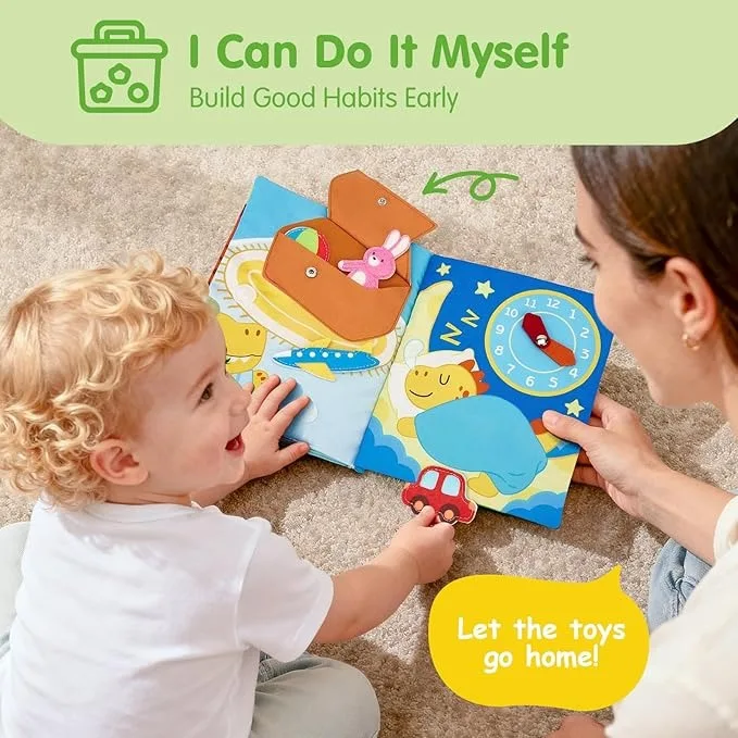 Busy Book for Toddlers Montessori Sensory Toys Soft Fabric Activity Book for Fine Motor Skills, Educational Learning Baby Toys