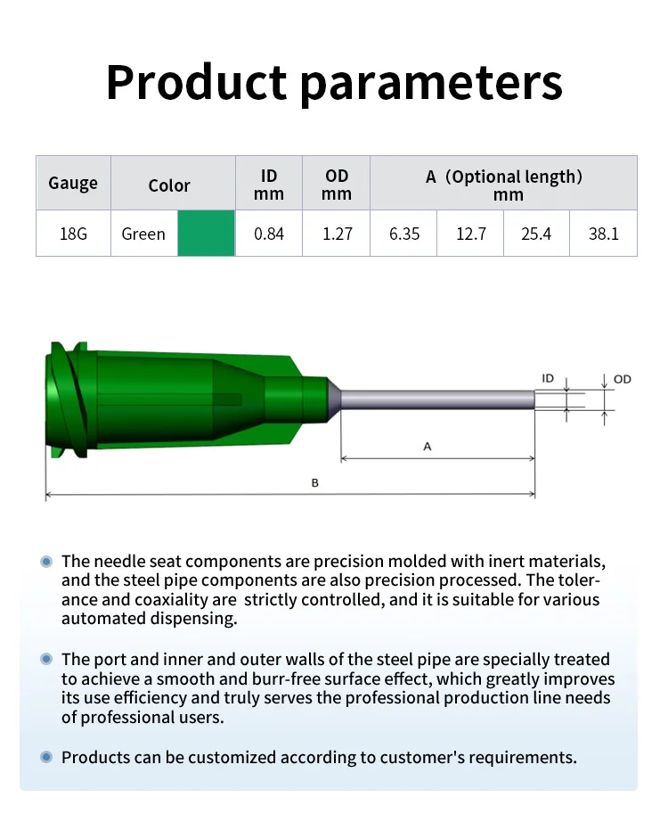 Customized Green18g Different Length Plastics Dispensing Needle Buy