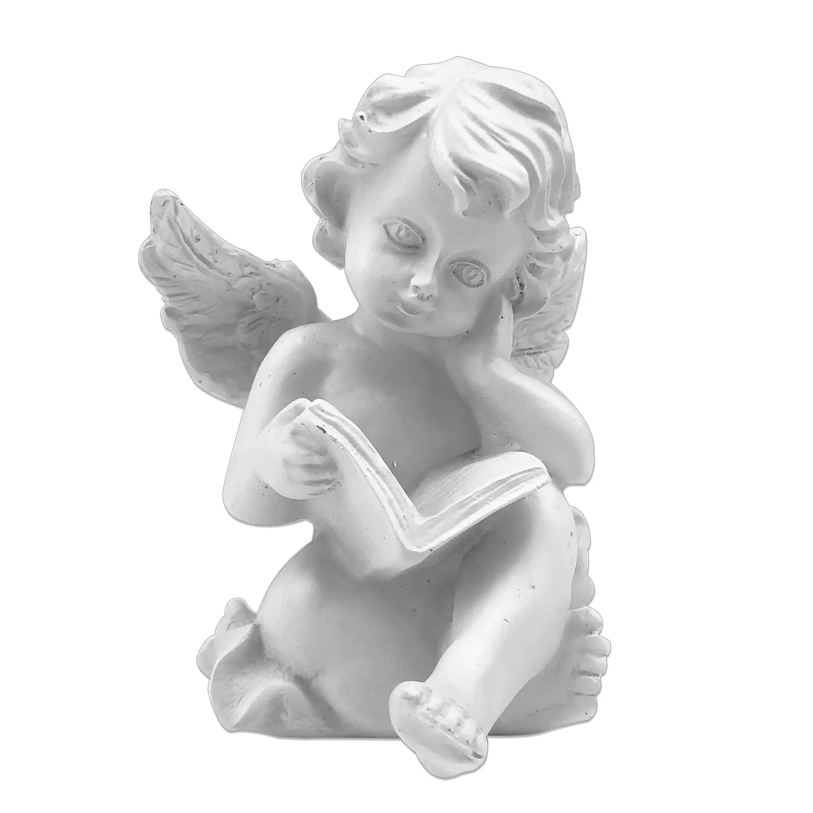 Reading Cherub Angles Resin Statue Figurine Adorable Angel Sculpture Memorial Statue for Home Garden Decoration