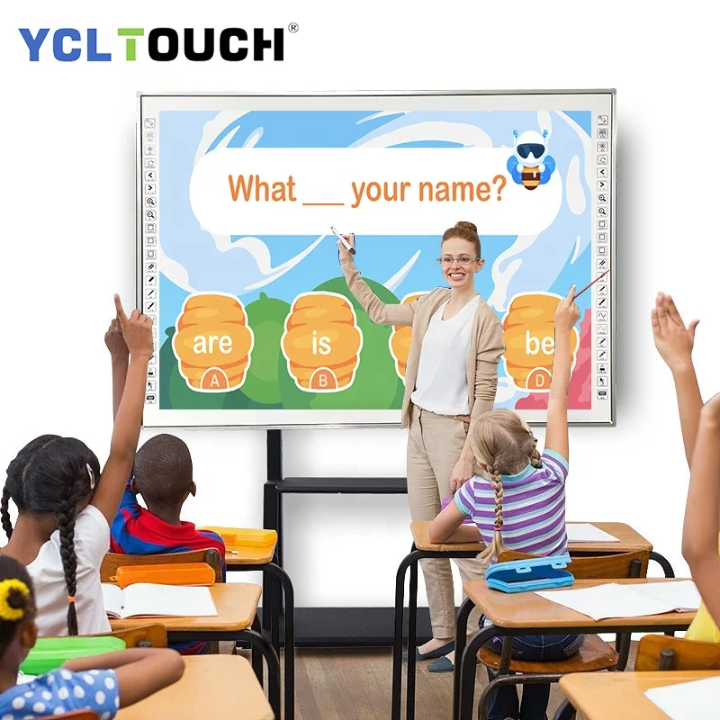 YCLTOUCH Infrared Touch Technology 82 Inch Smart Board USB Free Drive Write Smoothly 20 Points Interactive Whiteboard