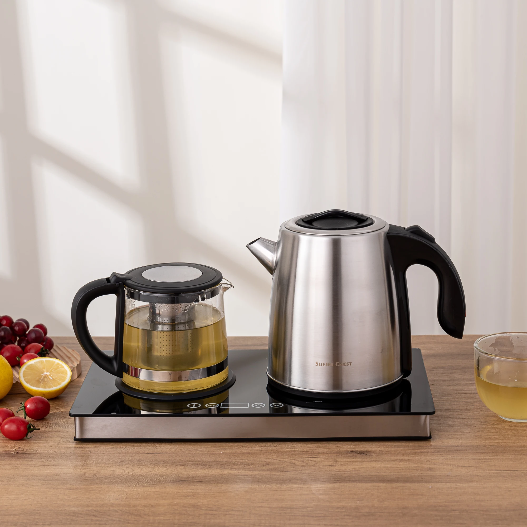 Electric Stainless Steel Tea Kettle Portable Kettle Set