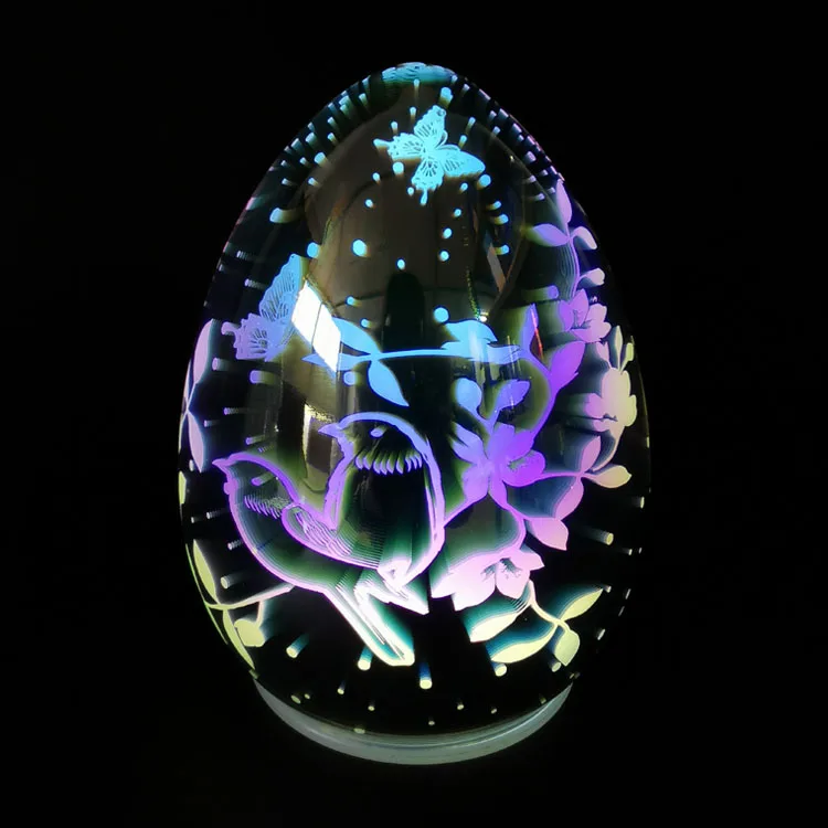 Manufacture decorated artificial big led 3D hand blown glass easter eggs for sale