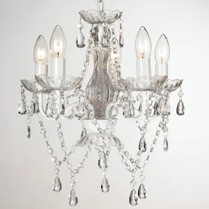 Best Price Traditional White Pink Pendant Lamp Decorative Lighting Fixture Chain Crystal Hanging Bedroom Modern Chandelier