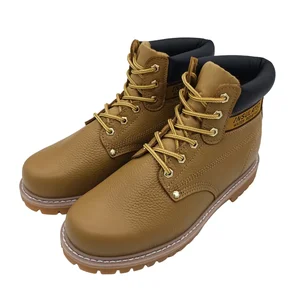 JDS Custom Brown Leather Ankle Boots for Men British Walking Work Boots with Lace-Up Closure Winter Summer Anti-Slippery Feature