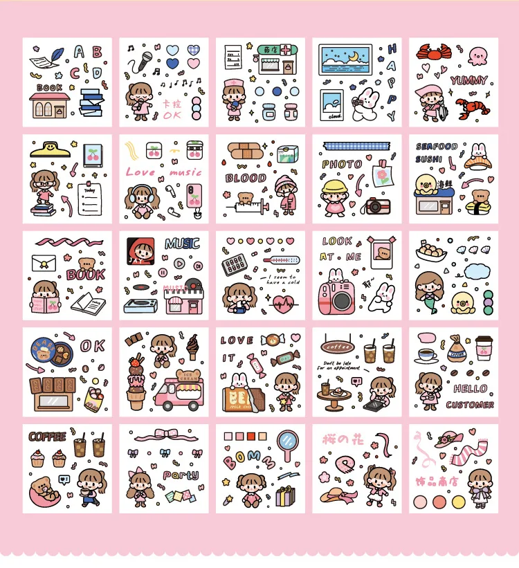 100pcs box kids birthday gifts cute cartoon girls store journals stickers diy planner decorative scrapbook student stationery buy cute cartoon girls store journals stickers diy planner decorative scrapbook student stationery product on alibaba com