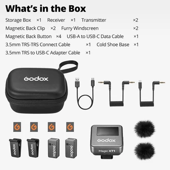 Godox Magic XT1 Microphone Professional Wireless Outdoor Recording Live Double Noise Reduction Collar Clip Radio product image