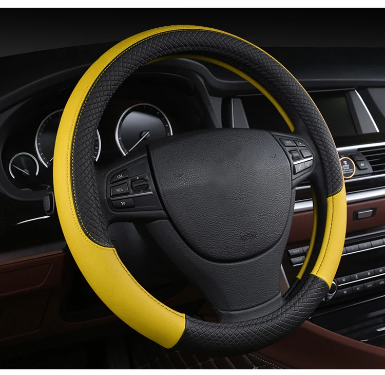 Car Steering Wheel Sport Splicing Diamond PU Leather Hand Wheel Cover Universal Steering Wheel Cover Interior Accessories