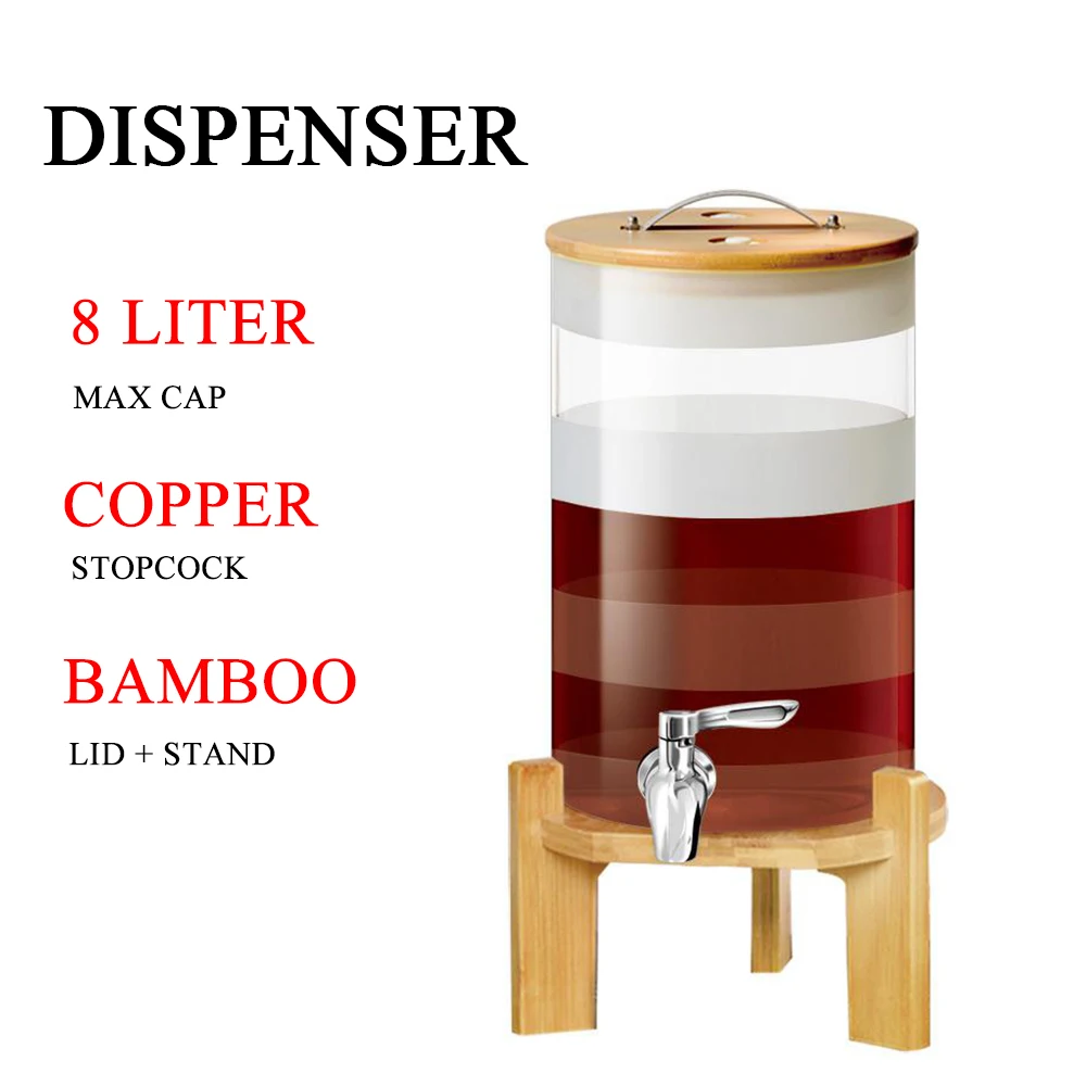 Wood Lidded Glass Beverage Dispenser