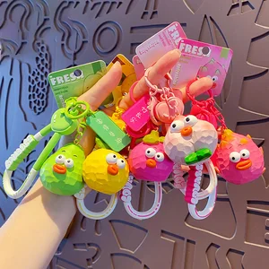 Playful Pop-Eye Durian/Peach Keychains - Quirky Fruit Collection for Bag Decoration