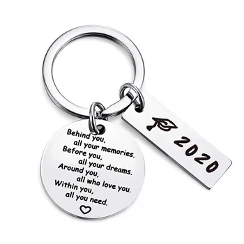 Customize personalized sublimation blank key ring 2020 graduation gift key chain