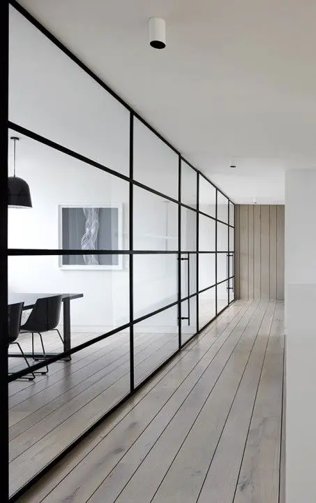 Design Glass Commercial Window and Door Steel Lobby Partition Design Office Full Height Glass Wall Partition