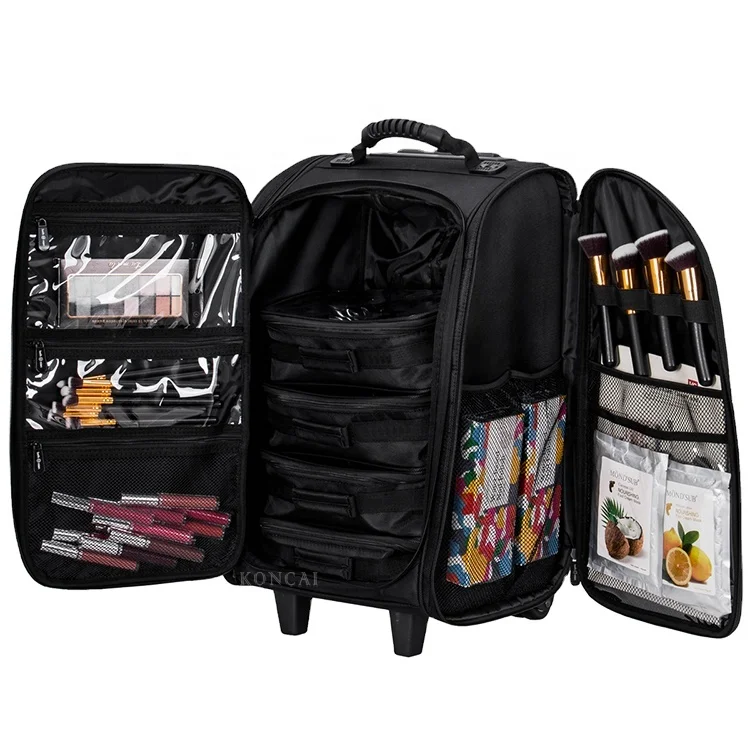 
 Новый дизайн Профессиональный парикмахер чемодан на колёсиках из нейлона макияж прокатки Поезд Чехол KC-N42L  
