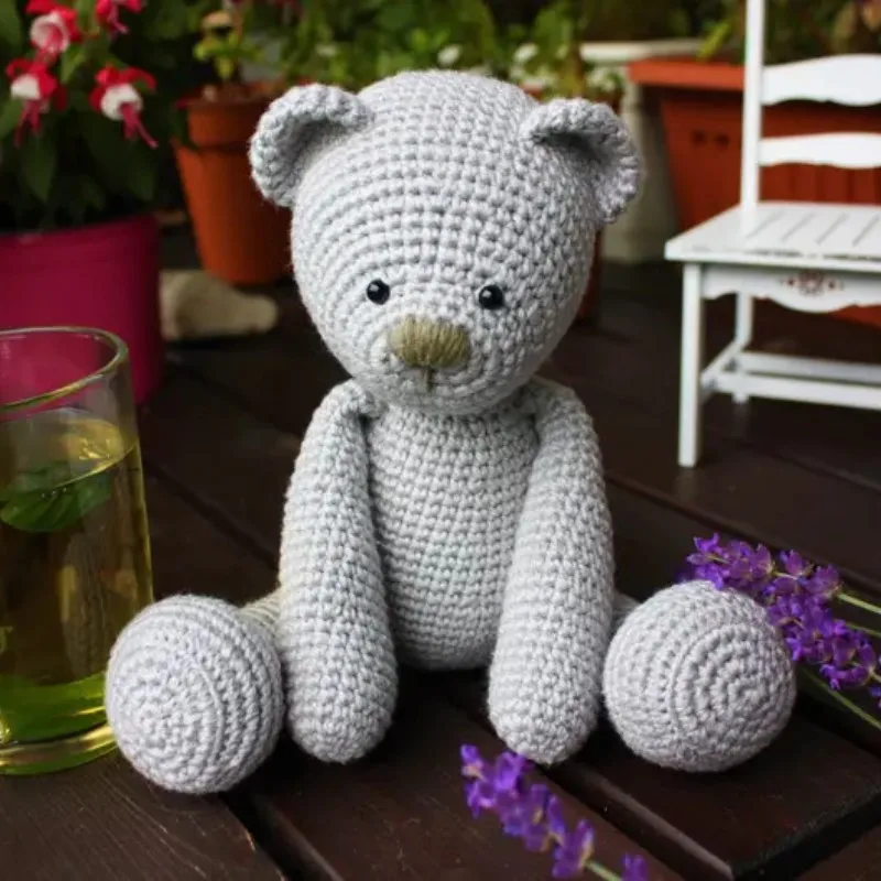 Custom Hand Crochet Knit Teddy Bear Toys Crochet Brown Bear Toy for Baby  Gifts Stuffed Knitted Animal Doll