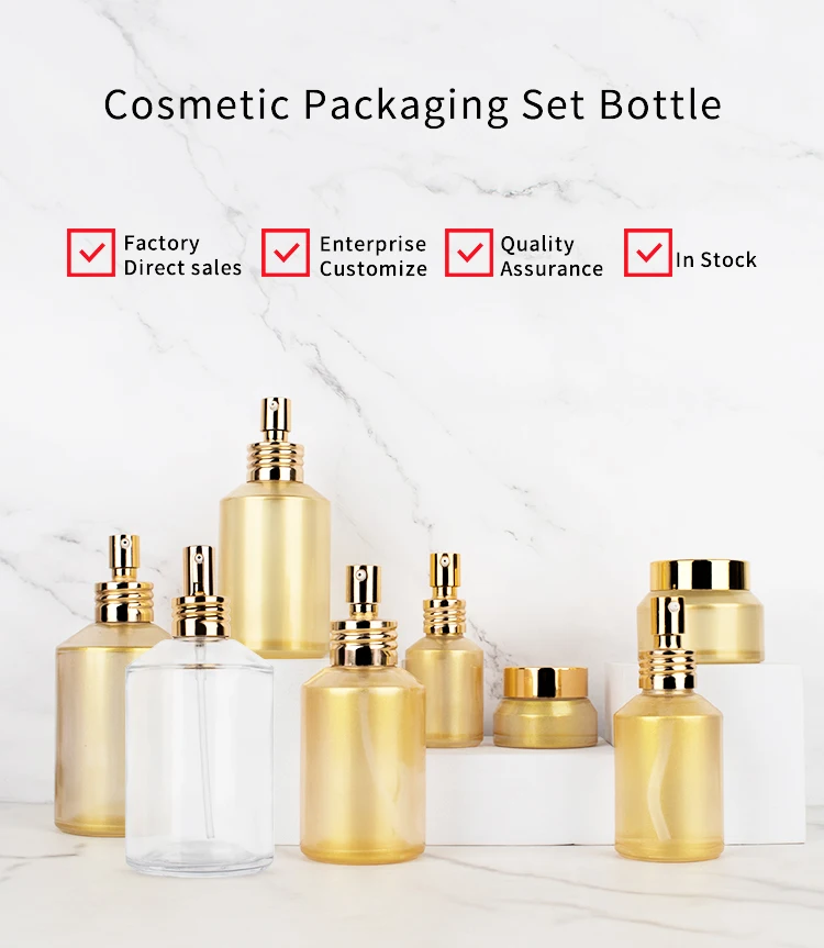 Cosmetic glass bottle with PUMP SPRAYER 30g 50g 30ml 60ml 100ml 125ml 200ml 300ml custom perfume bottle supplier