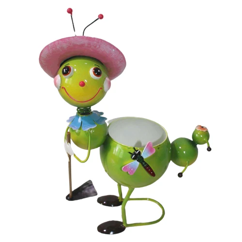 metal green   bee with pot iron flower pot stand honey bee metal flower pot holder as show