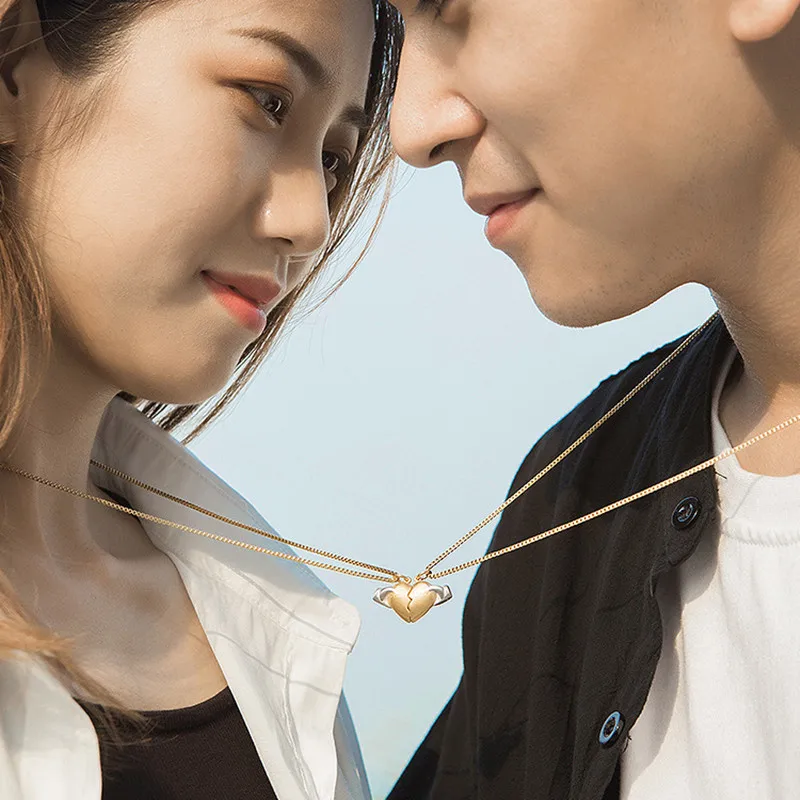 Cadeau de saint-valentin demi-cœur deux-moitié pendentif en