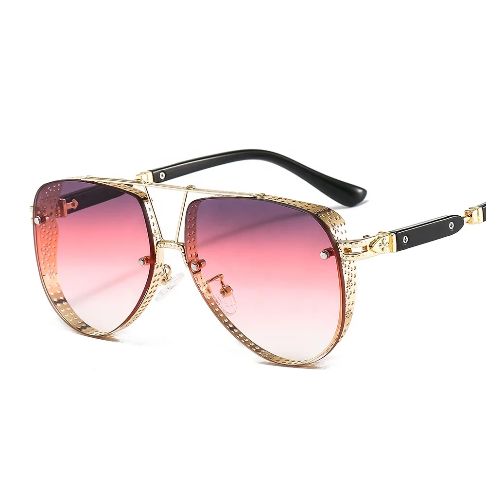 2021 New Hollow Pattern Oval Sunglasses Men Women Luxury Trend Brand Designer Metal Alloy Frame All Fitness Sun Glasses UV400