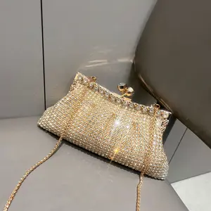 Sympathybag Customized Luxury Evening Diamond Bag for Women Crystal Bags Metal Chain Handbags