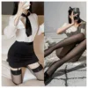 Abito bianco e nero + collant lucidi