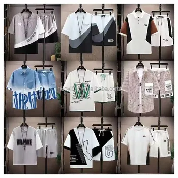 Men's Short Sets Outfits 2 Piece Summer Tracksuit Vacation Outfits Short Sleeve Shirt and Shorts Set Sport Sweatsuit