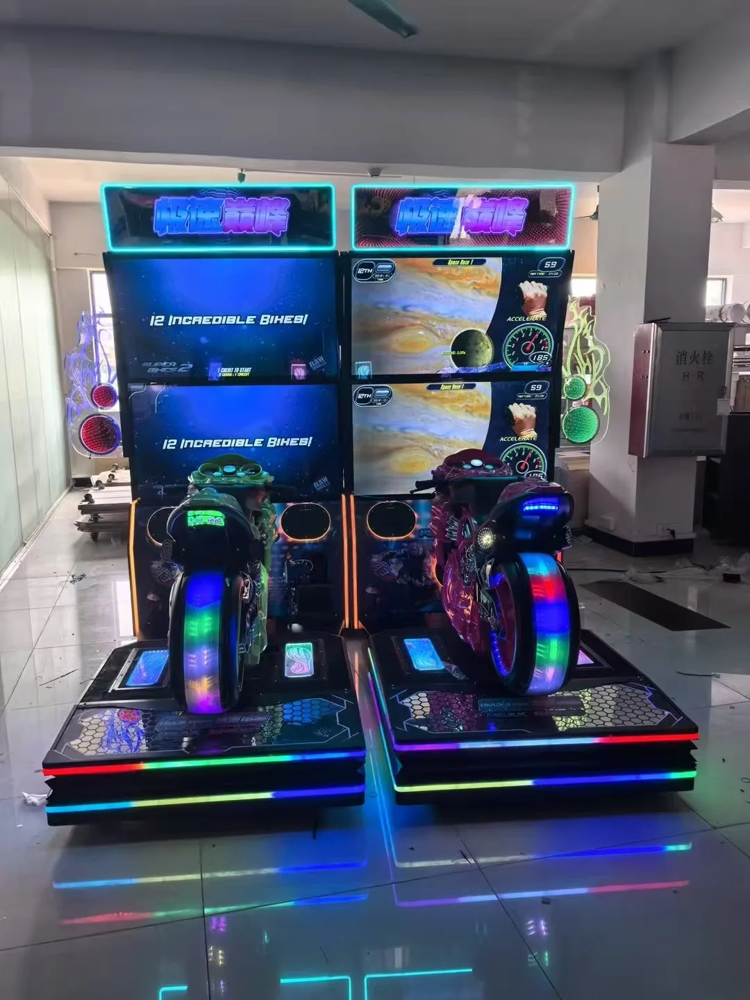 New Motorcycle Game - 50-inch Dual-screen Dynamic Motorcycle Racing Amusement Machine with Indoor Coin-operated Feature