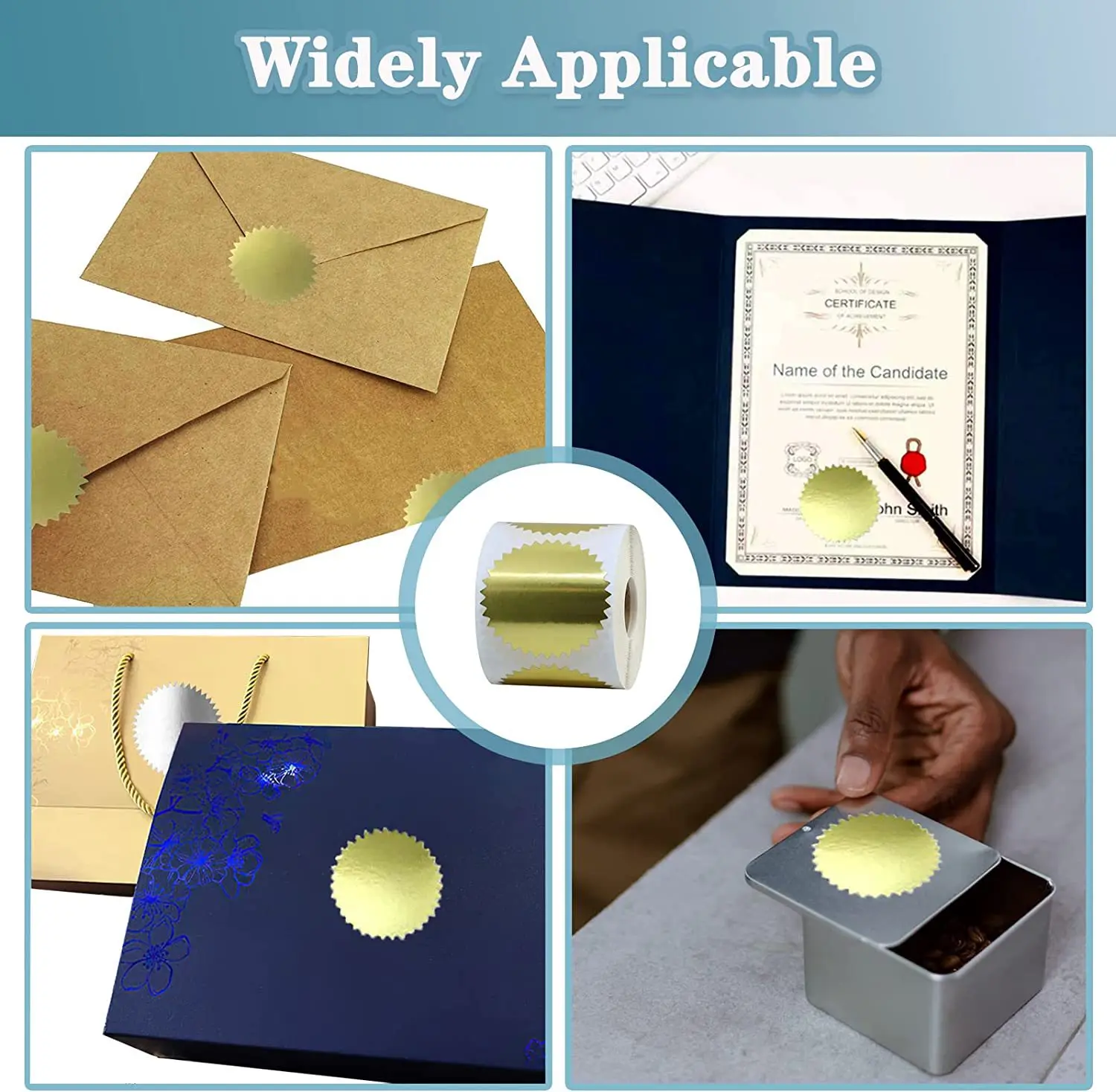 Etiqueta Adhiva De Sello En Relieve, Etiqueta Adhiva Circular De Engranaje De 45/50/55mm, Pegatinas De Papel De Aluminio En Relieve Para Certificado De Honor De Negocios Colar - AliExprs 15