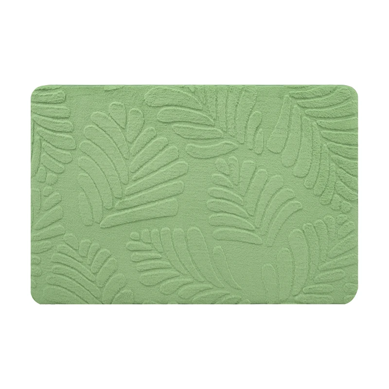  Rectangle Leaf Shaggy Microfiber Area Rugs Soft Non-Slip Doormat Floor Bath Mat Solid Color Bathroom Rug