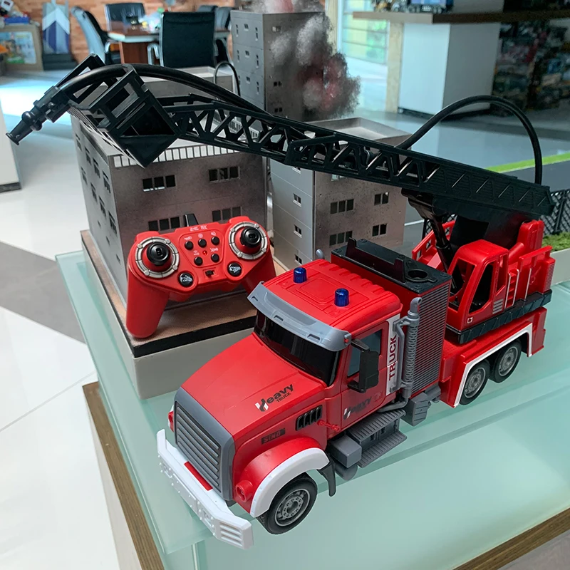Electronic Rotating Ladder Rechargeable Remote Controlled Fire Truck Construction Tractor Truck