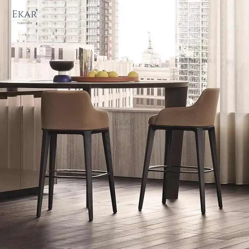 White Wax Wood and Linen Bar Stool - Stylish Seating for Your Home details