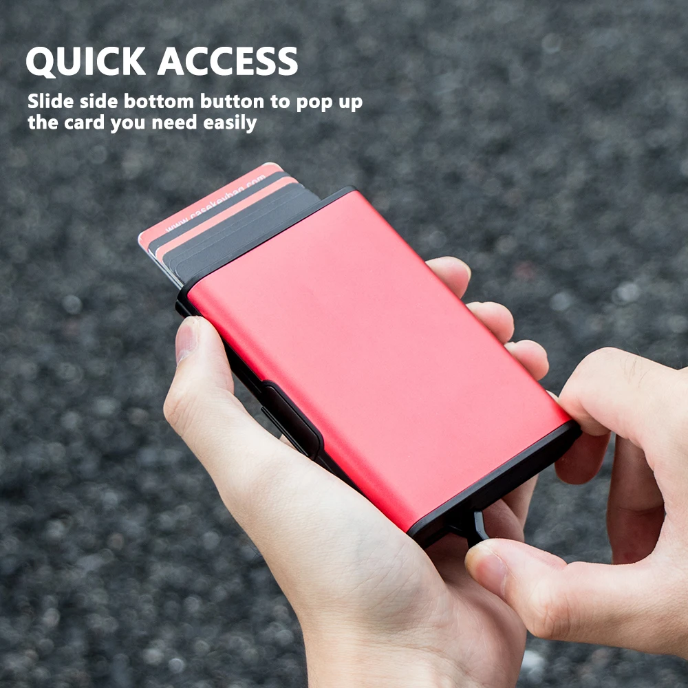 Casekey New Design Minimalist Large Storage Popup Wallet RFID Protective Credit Smart Card Holder With Money Clip Inside