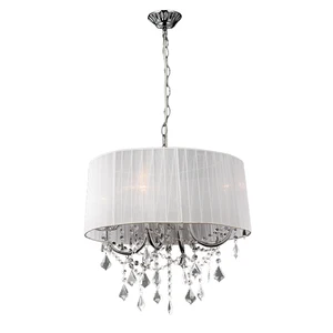White Drum Lamp Shade Modern Crystal Chandeliers Pendant Lights