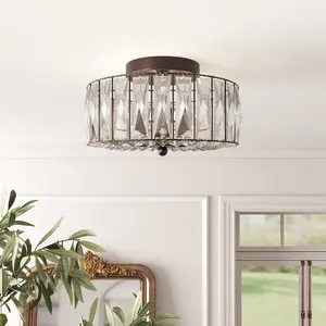American Style Retro Crystal Ceiling Lamp Luxury Iron Material Accessible Aisle Entrance for Bedroom Chandeliers Pendant Lights
