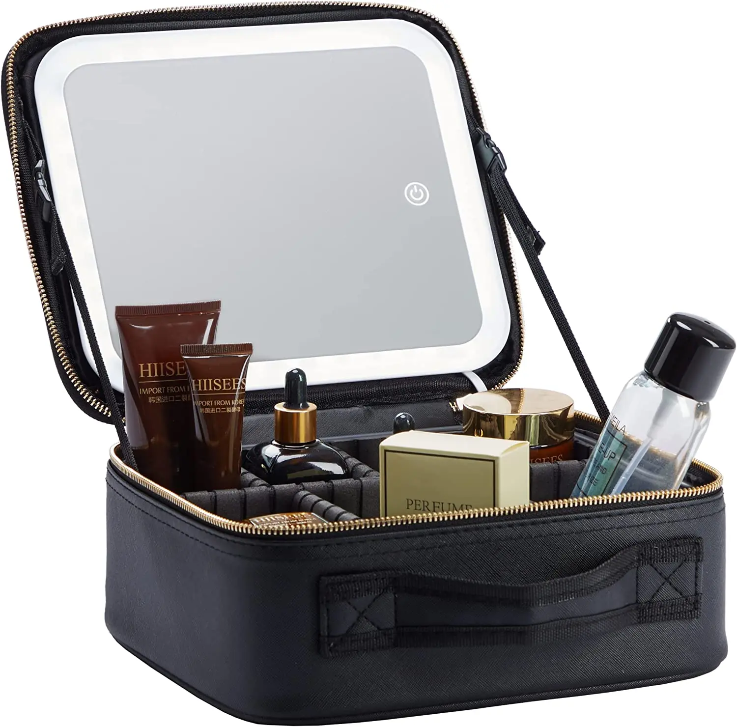 Пользовательский логотип Водонепроницаемый Косметический мешок Организатор визажиста коробка со светодиодным зеркалом