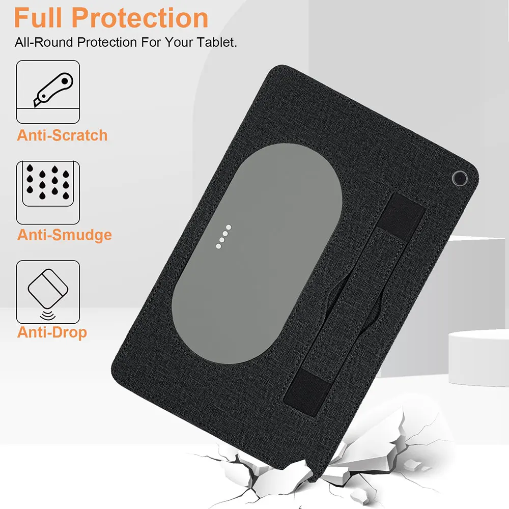 product black tablet case for google pixel tablet 2 2024 anti fall protection rugged case with elastic grip hand strap-31