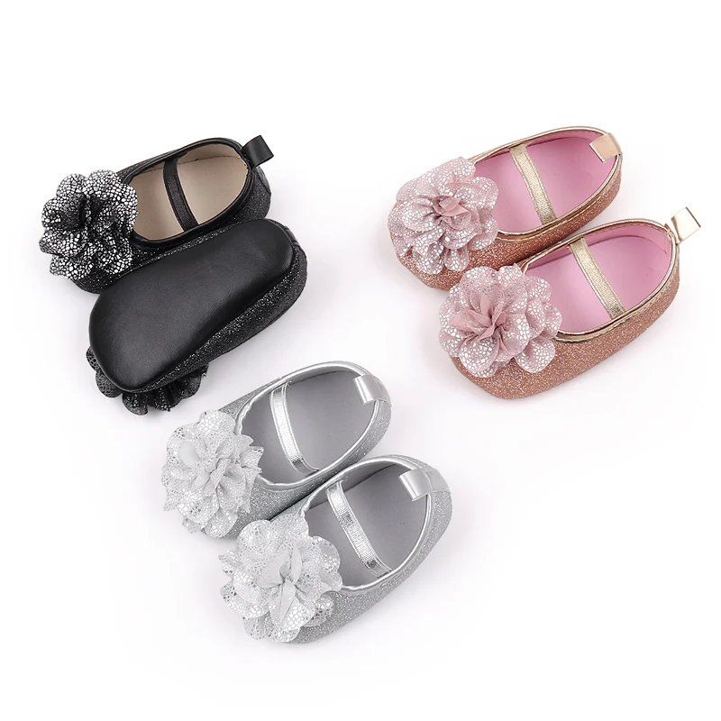 New Arrival Bling Design Princess Shoes for Baby Girls 0-15 Months Light Anti-Slippery Cotton Insole Leather Autumn Walking
