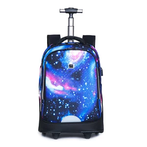 Multi-use Carry on School Bags Wheeled Backpack Business Travel Removable Hand Trolley Luggage Backpack With 2 Wheels