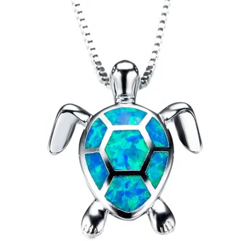 Women Charm Cute Sweater Necklace Opal Turtle Pendant Jewelry Ornament Valentine's Day Present Memory Projection Necklace @3