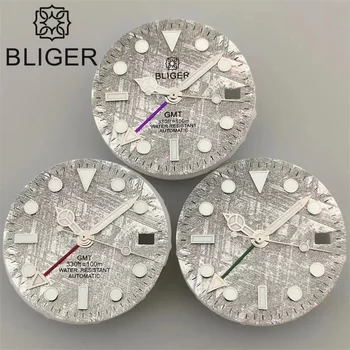 BLIGER 29mm Dial Watch Hands 4 PCS Green Luminous Dial Hands Fit NH34 Movement for 3 O'clock Crown  Date Window