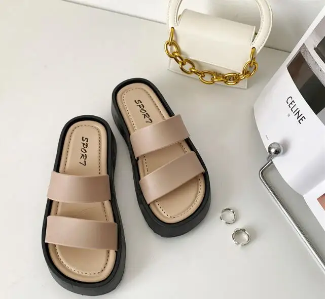 Summer Beach Flat Ladies Two Band Slippers And Sandals New Design Slide ...