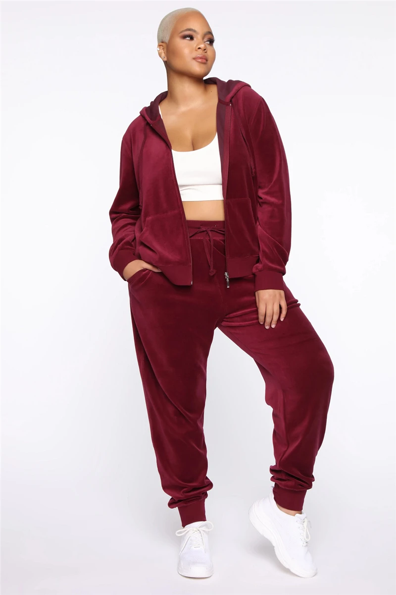 Gbvlgar Women Velvet Tracksuit Pockets Sweatsuits Two Piece Set Fall 2020  Women Long Sleeve Clothing Sweatpants And Hoodie Set - Pant Sets -  AliExpress