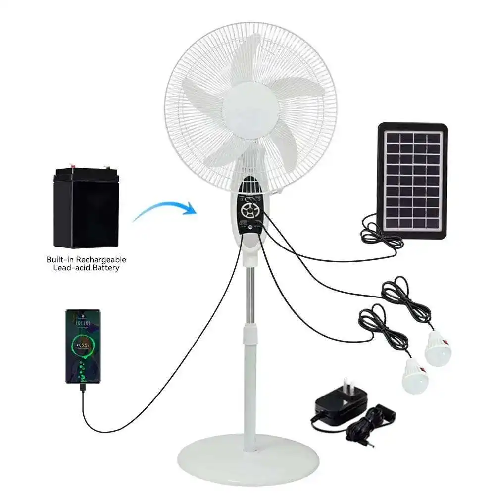 High Quality Electric Rechargeable Stand Fan 16 Inches Solar Powered Fans Solar Fan With Panel and Battery