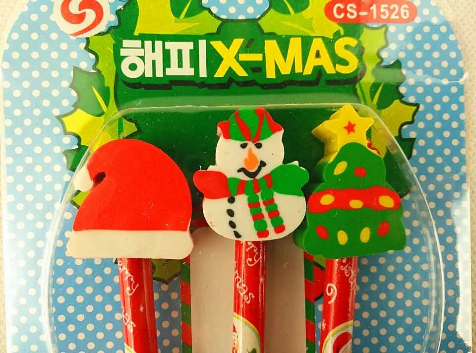 Custom Logo Printed Christmas Gift Eraser Kids School Stationery Pencil Set