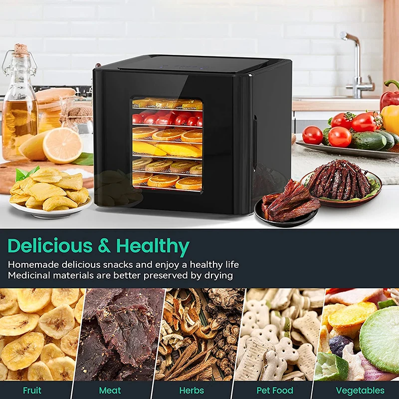 Household LED Touch Control Design 6 Stainless Steel Trays Food Dehydrator Machine